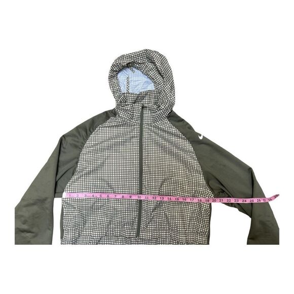 Nike GOLF Pullover Dri-Fit Fabric Mix 1/2 Zip Cover-Up Size M Green Gingham Hood - Picture 5 of 13